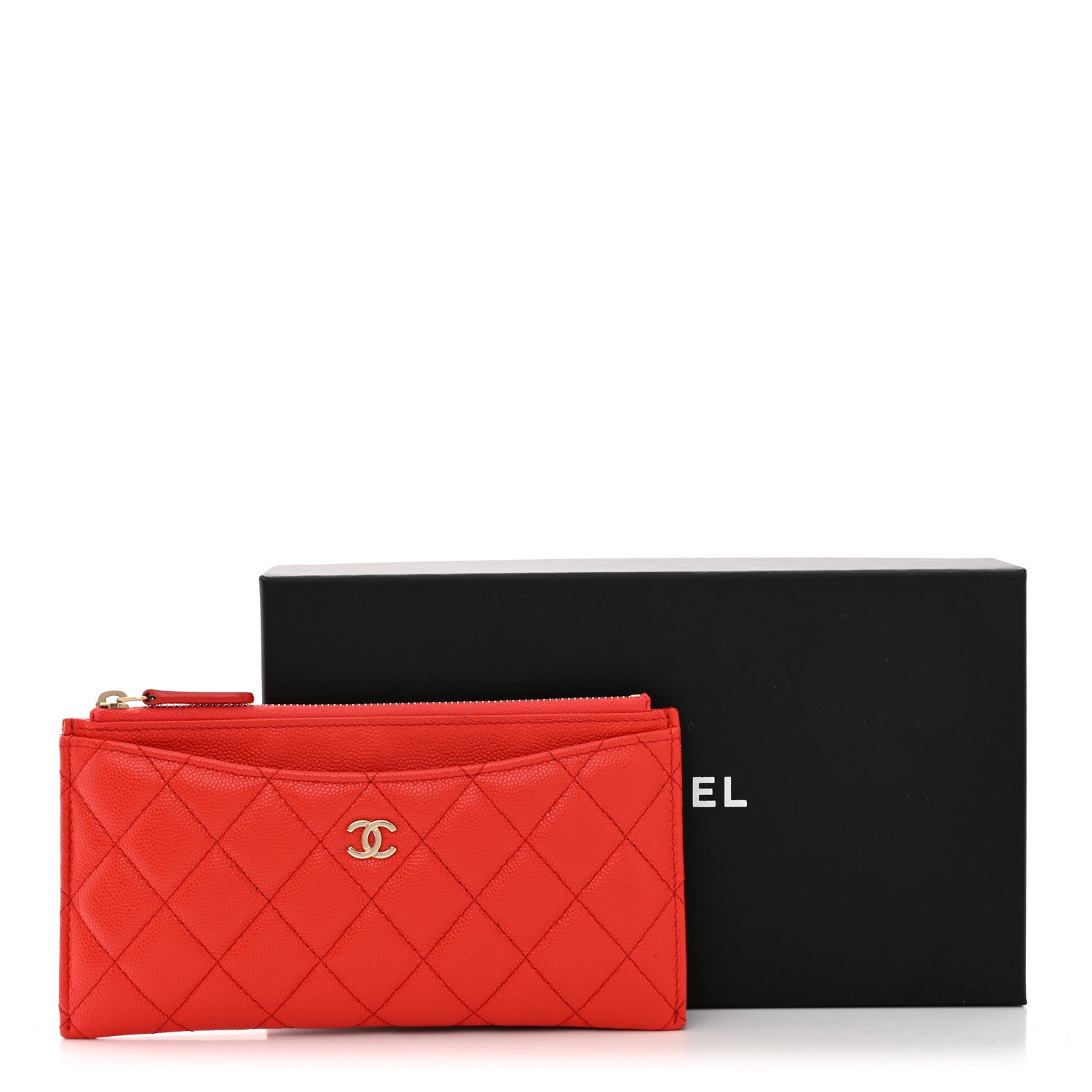 Chanel Caviar Quilted Classic Zip Pouch Red 11 of 11