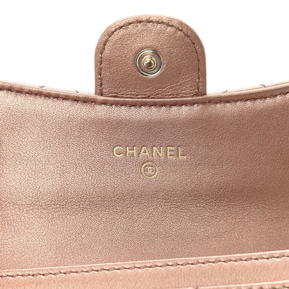 Chanel Metallic Lambskin Quilted Flap Card Holder Wallet Dark Pink 6 of 10