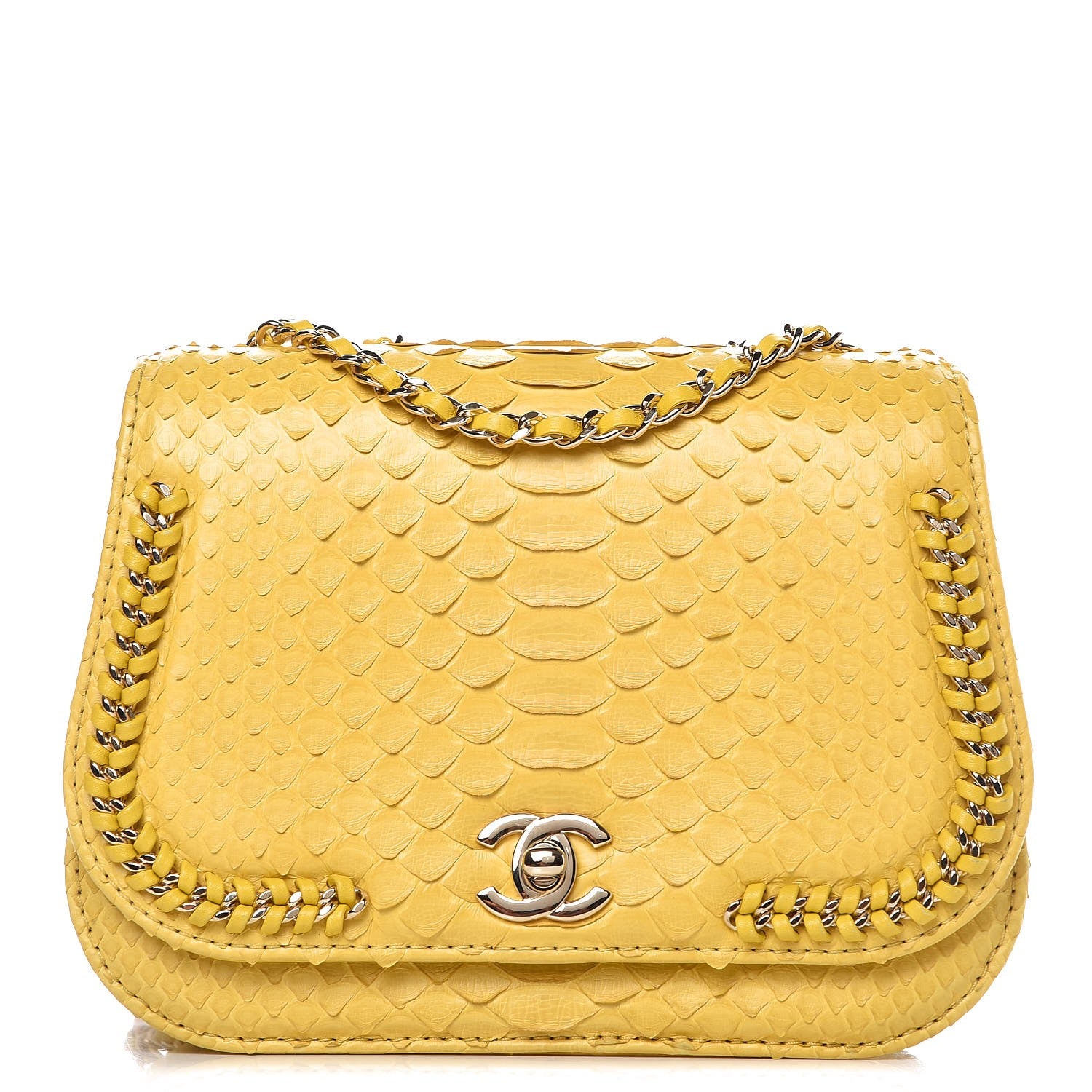 Chanel Python Small Braided Chic Flap Yellow 1 of 8