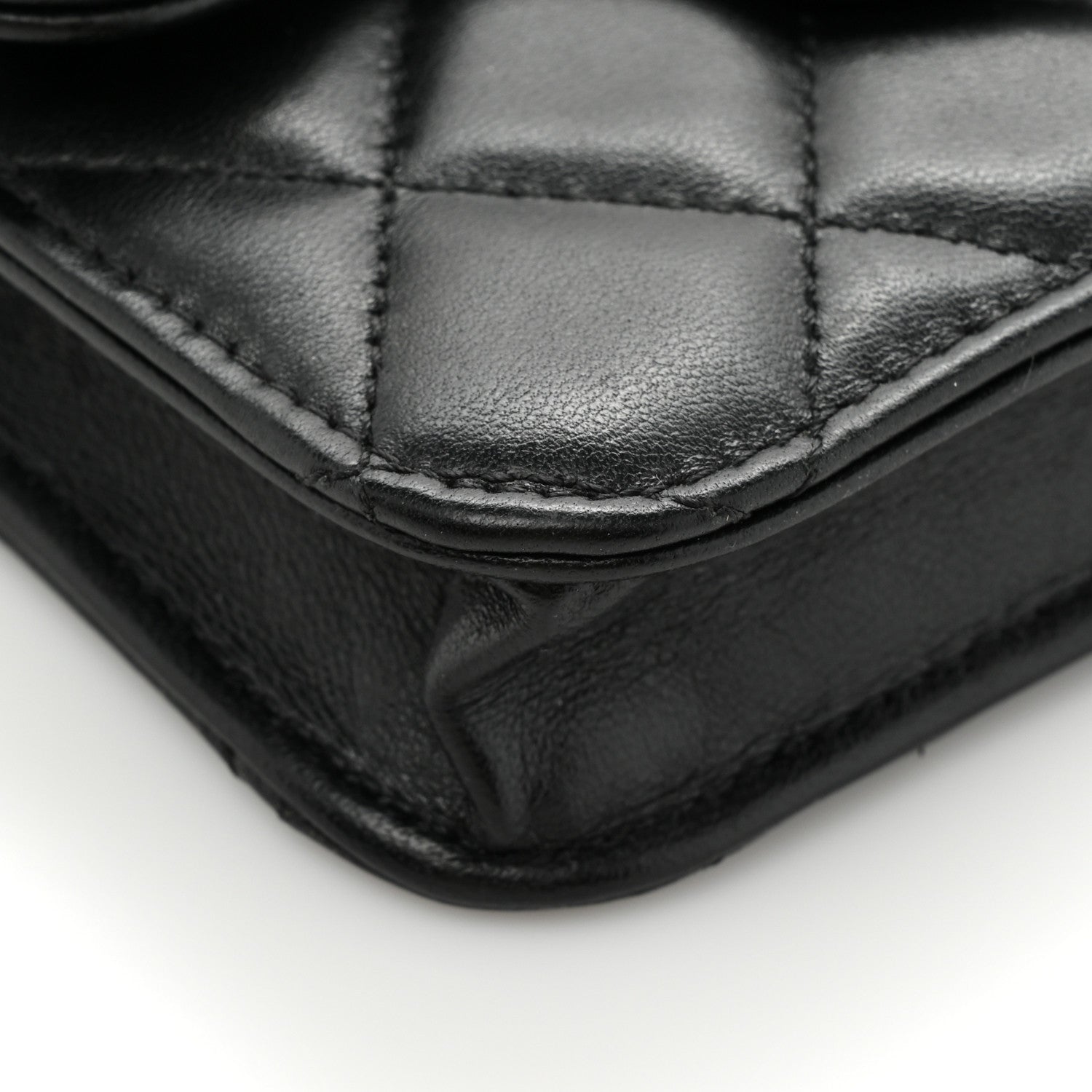 Chanel Lambskin Quilted Top Handle Flap Coin Purse With Chain Black 13 of 15