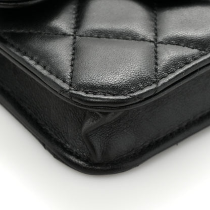 Chanel Lambskin Quilted Top Handle Flap Coin Purse With Chain Black 13 of 15