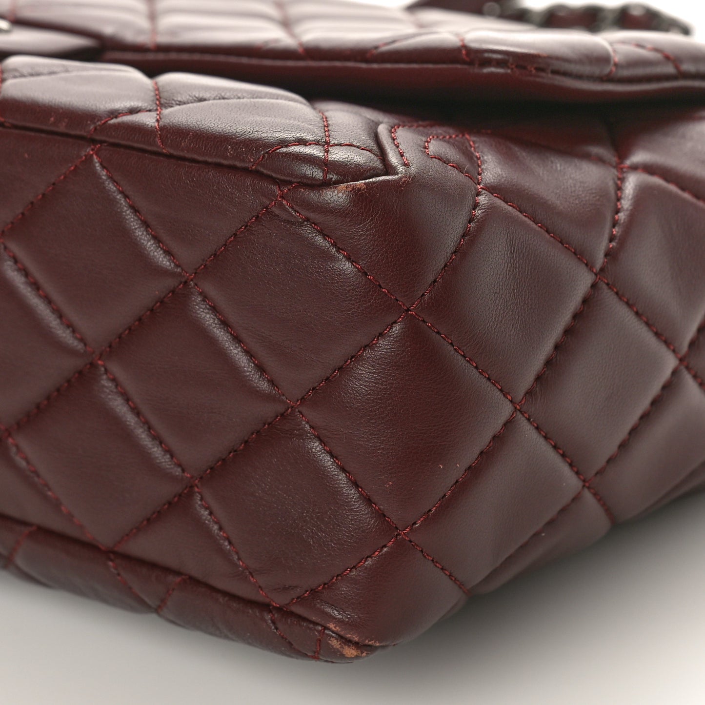 Lambskin Quilted Large Around Pockets Flap Burgundy