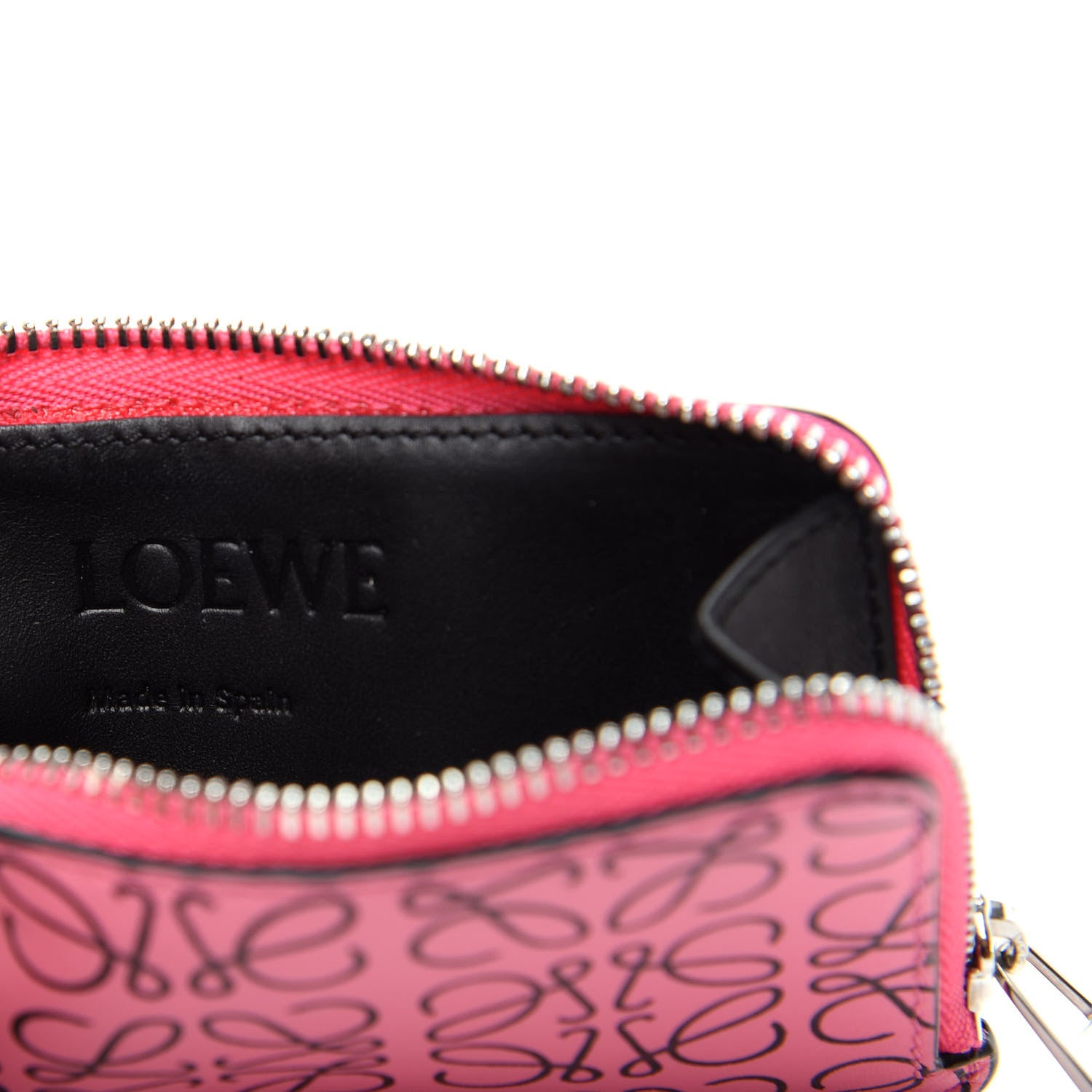 Loewe Engraved Calfskin Anagram Coin Card Holder Wild Rose 6 of 8