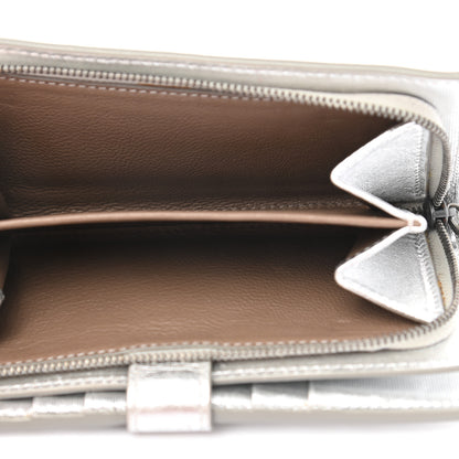 Bottega Veneta Metallic Grosgrain Intrecciato Continental Wallet Silver 7 of 8