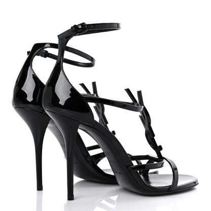Saint Laurent Patent Cassandra 100 Ankle Strap Sandals 38.5 Black 4 of 11