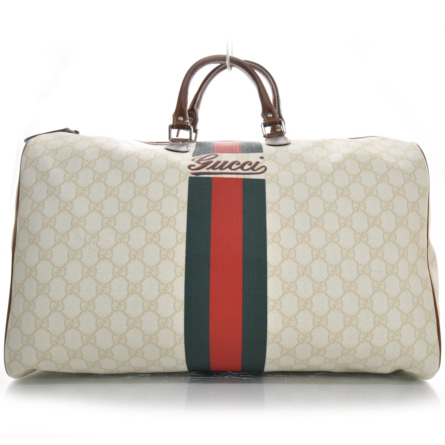 GG Plus Monogram Web Stripe Large Carry On Duffle Tan