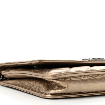 Chanel Metallic Calfskin Quilted Boy Wallet On Chain WOC Gold 10 of 11