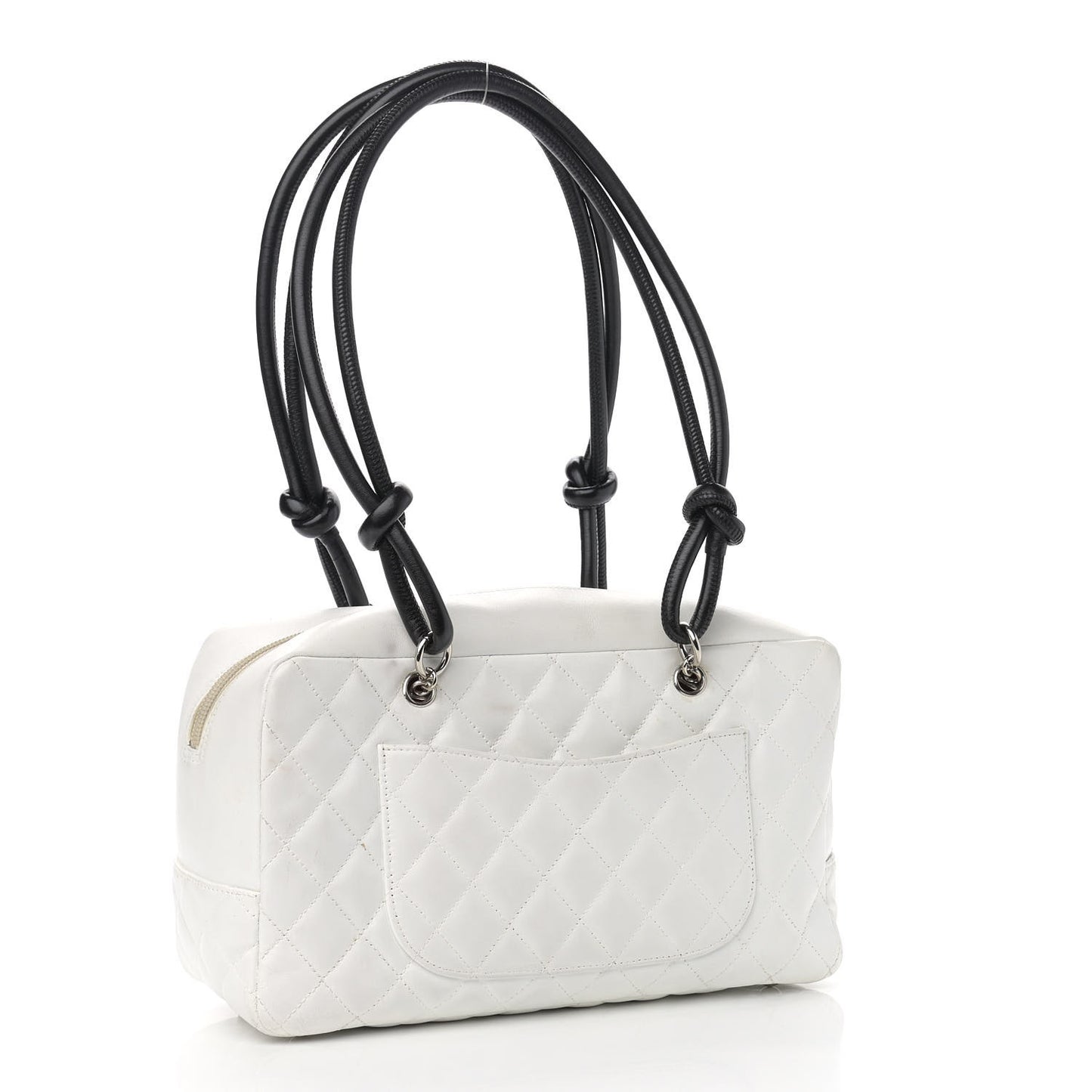 Calfskin Quilted Large Cambon Bowler White Black