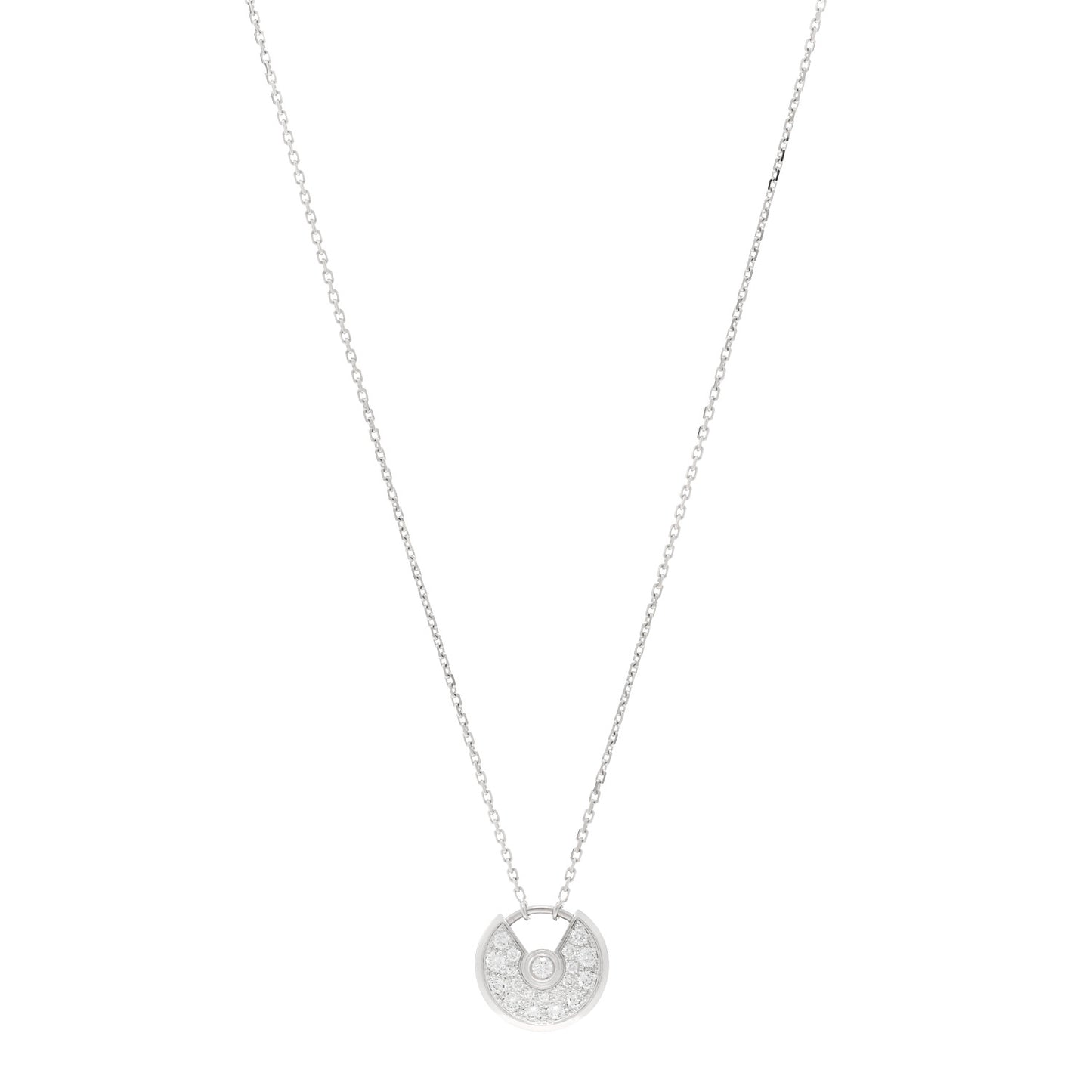18K White Gold Diamond XS Amulette de Cartier Pendant Necklace