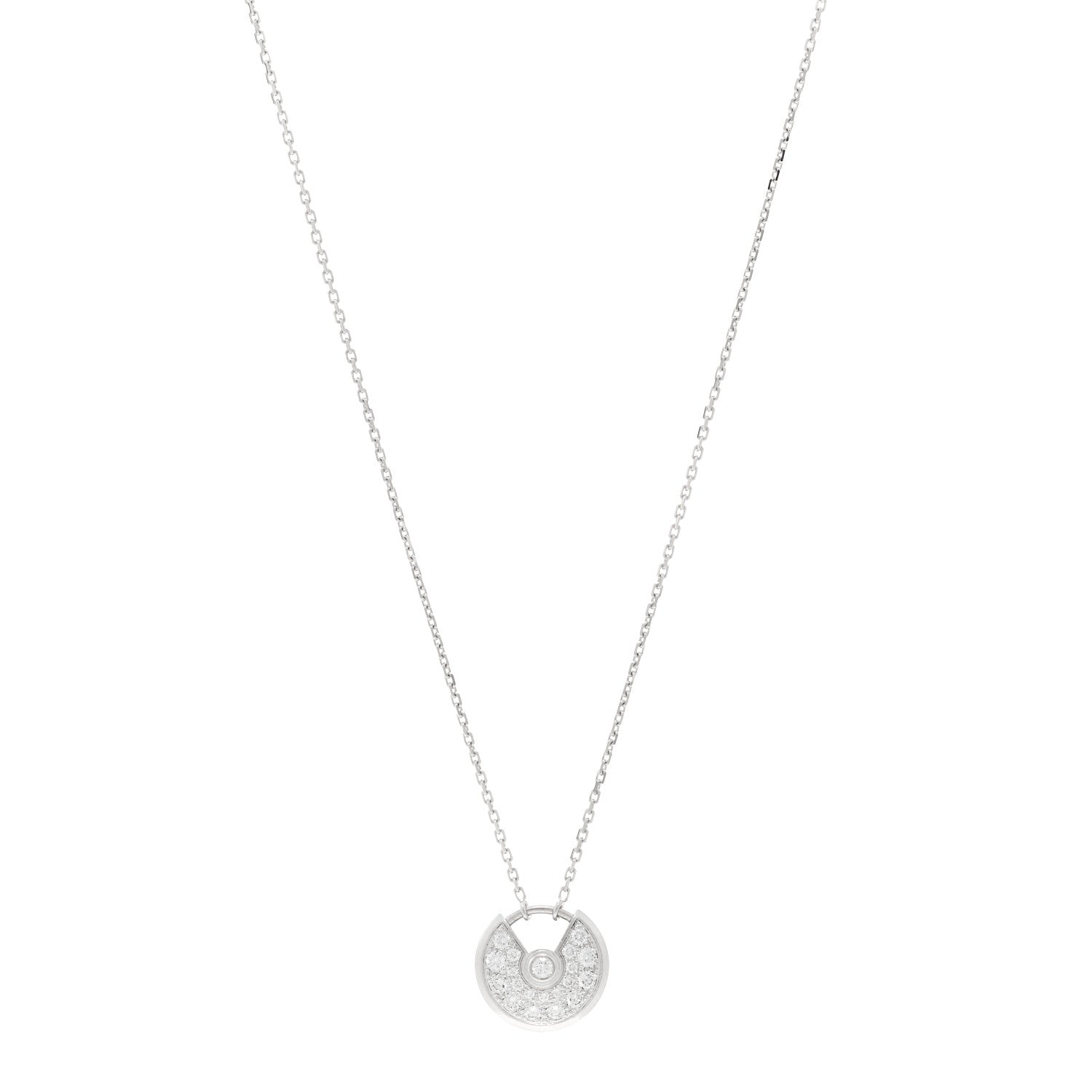 Cartier 18K White Gold Diamond XS Amulette de Cartier Pendant Necklace 1 of 5
