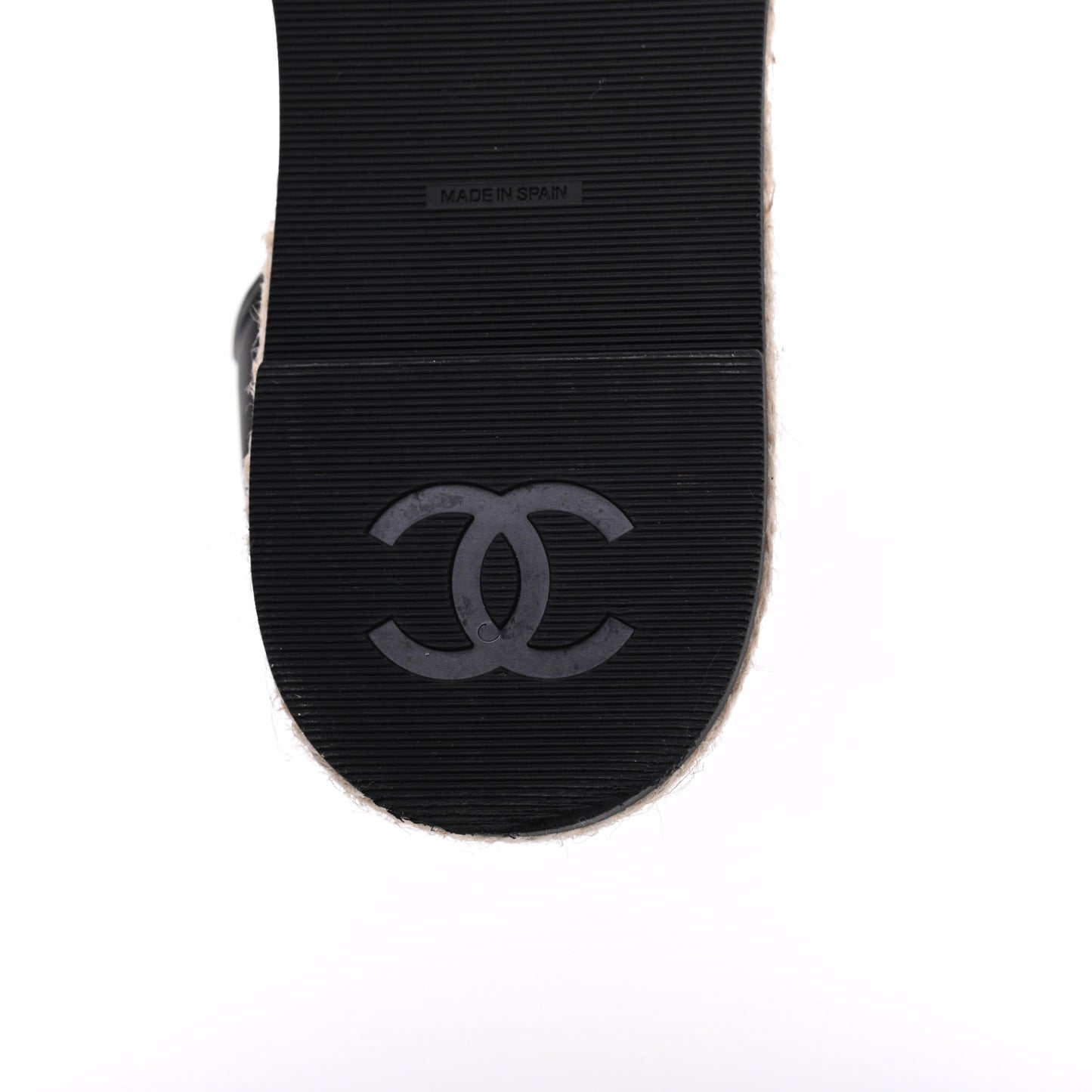 Lambskin Cap Toe CC Espadrilles Sandals 35 Black