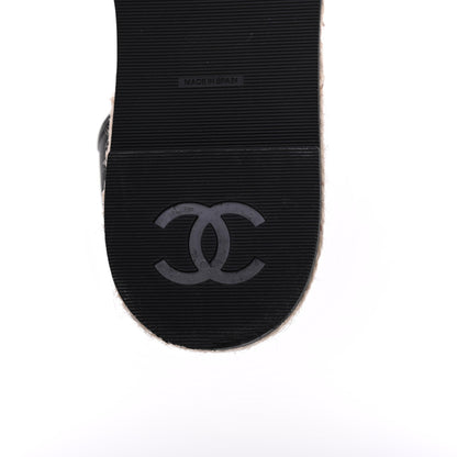 Chanel Lambskin Cap Toe CC Espadrilles Sandals 35 Black 7 of 11