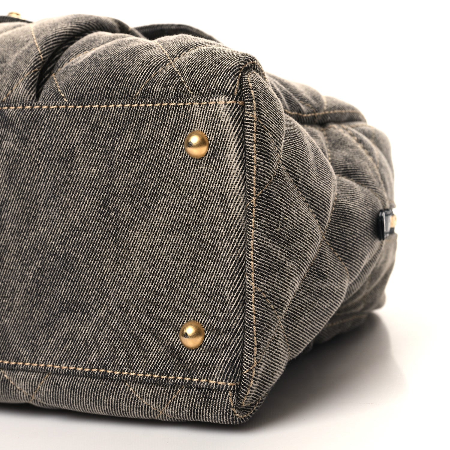 Chanel Washed Denim Quilted Bowling Bag Light Grey 10 of 10