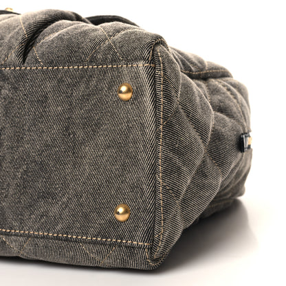 Chanel Washed Denim Quilted Bowling Bag Light Grey 10 of 10