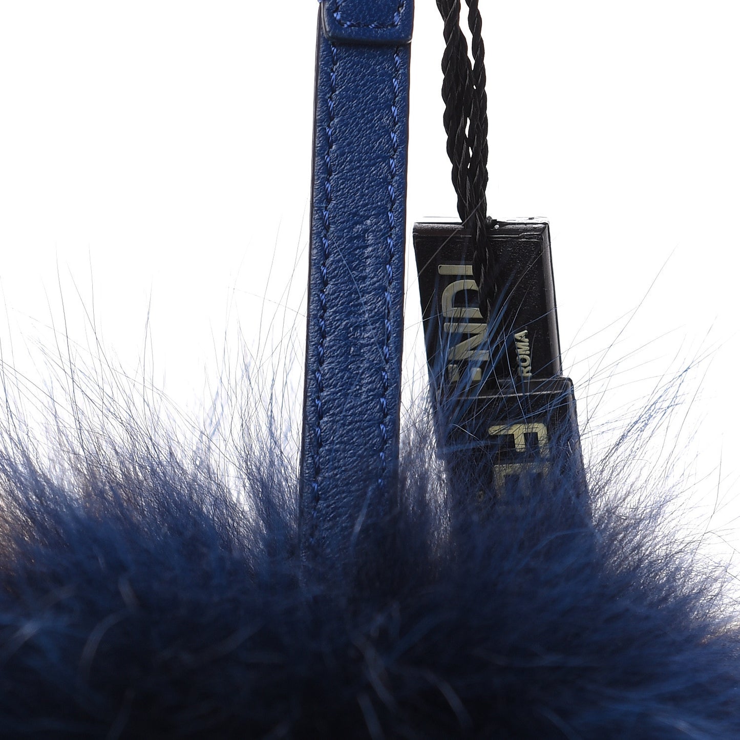 Fox Fur Shiny Nappa Bi-Color K ABCharm Bag Charm Blue Curry