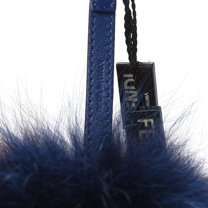 Fendi Fox Fur Shiny Nappa Bi-Color K ABCharm Bag Charm Blue Curry 3 of 4