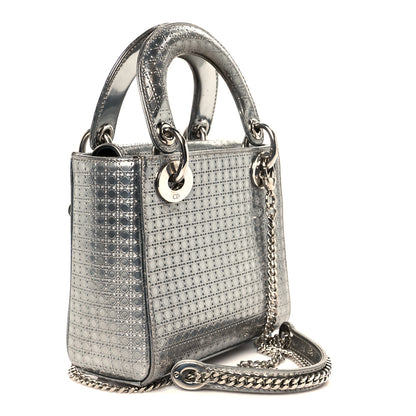 Christian Dior Metallic Patent Micro-Cannage Mini Lady Dior Silver 3 of 10
