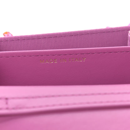 Chanel Tweed Enamel Quilted Pending CC Card Holder On Chain Light Purple Pink Red 7 of 12