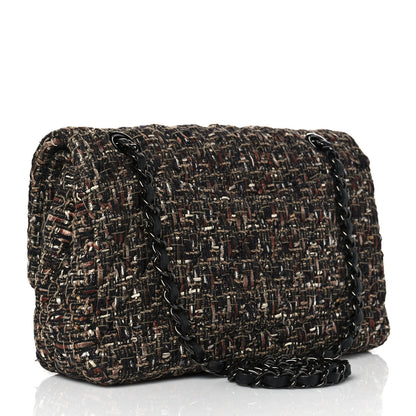 Chanel Tweed Quilted Medium Double Flap Brown 3 of 10