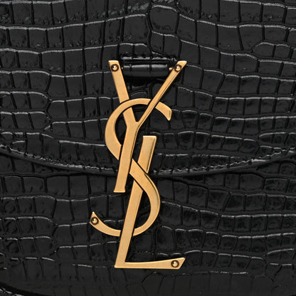 Saint Laurent Crocodile Embossed Calfskin Small Kaia Satchel Black 10 of 10