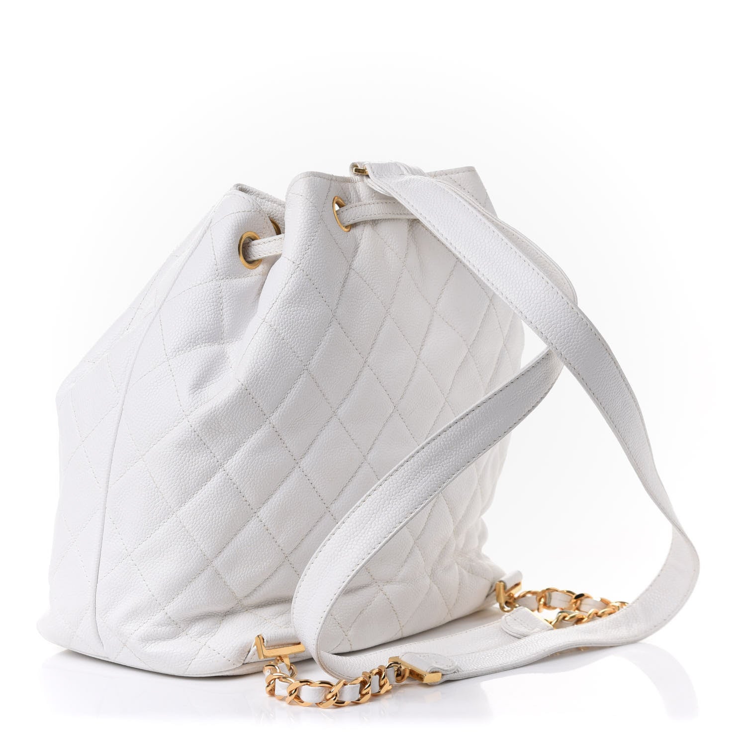 Chanel Caviar Quilted Drawstring Backpack White 2 of 9