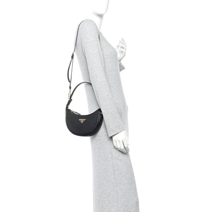 Prada Soft Calfskin Arque Shoulder Bag Black 2 of 11