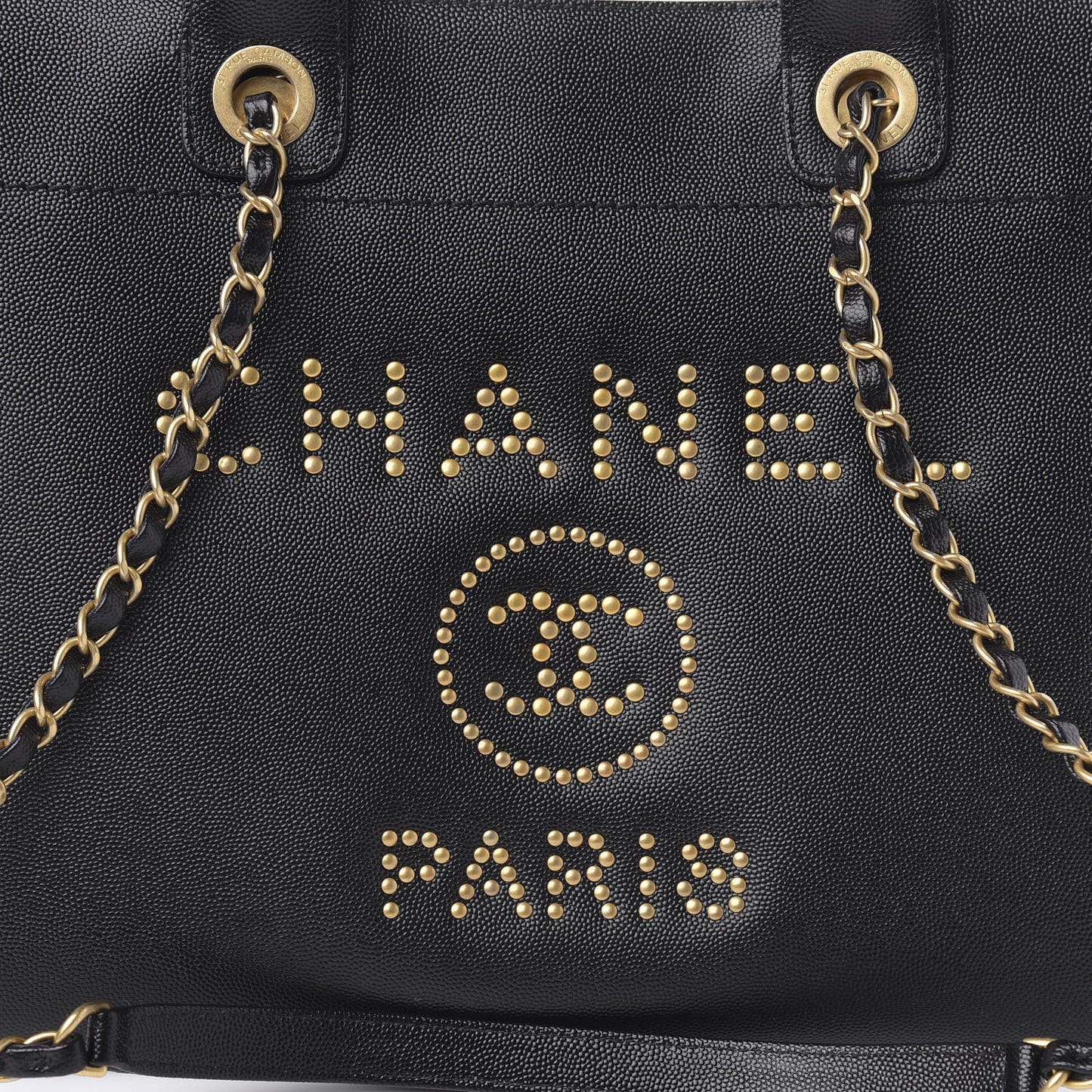 Caviar Small Studded Deauville Tote Black