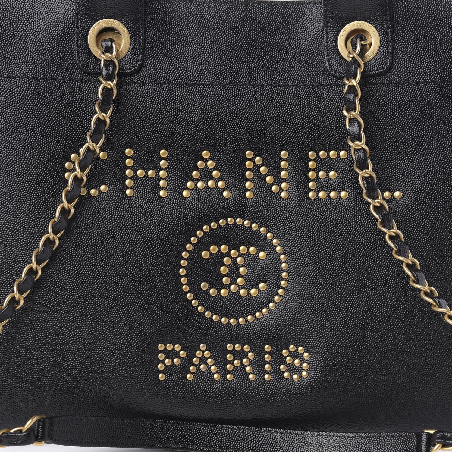 Chanel Caviar Small Studded Deauville Tote Black 10 of 10