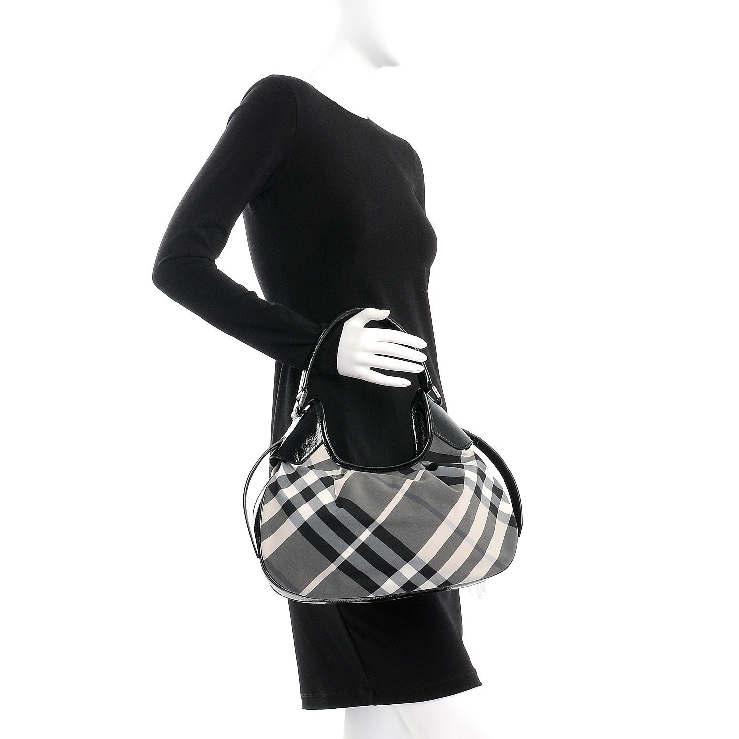 Burberry Beat Check Small Brooklyn Hobo Black 2 of 8