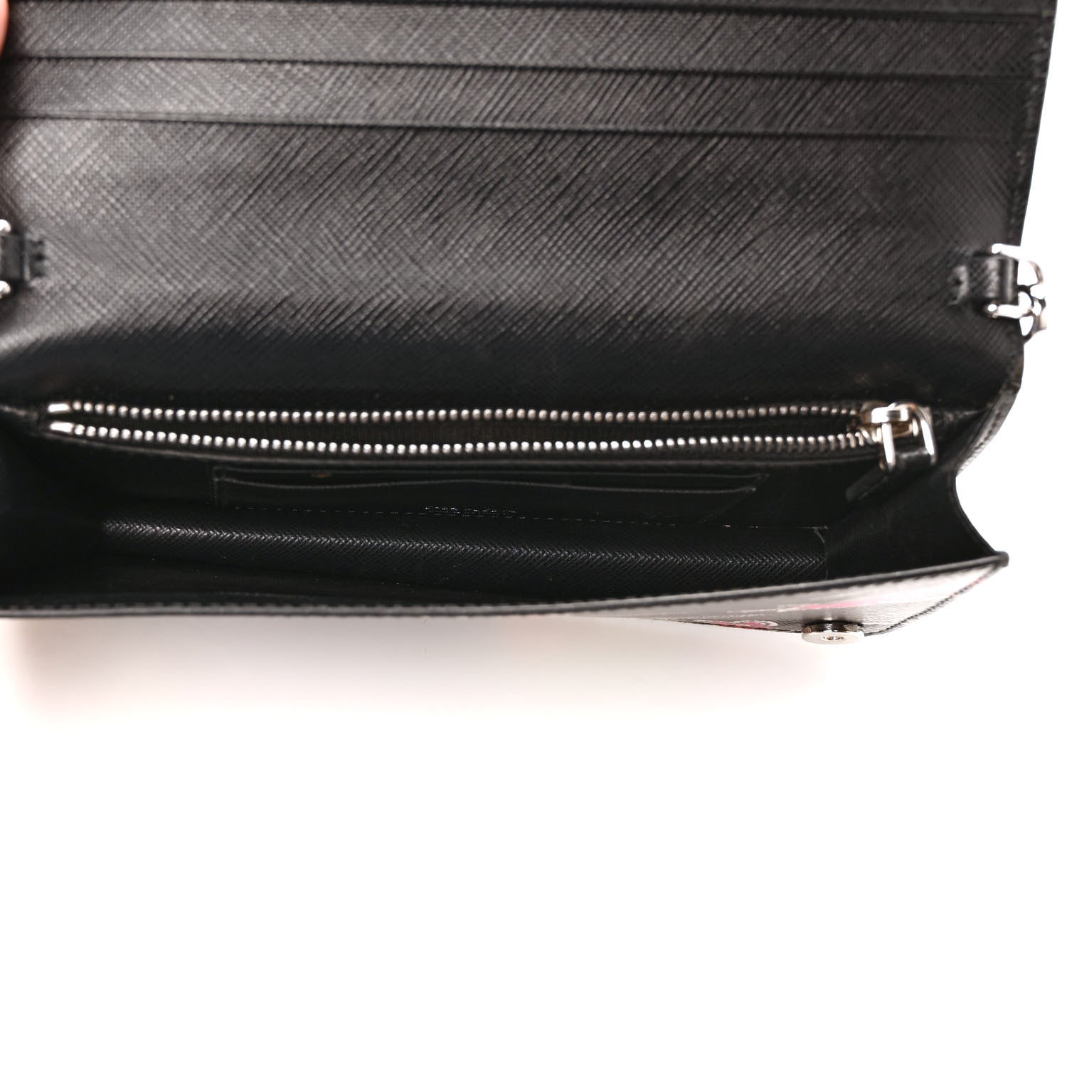 Prada Saffiano Surfing Print Chain Wallet Black Multicolor 5 of 9