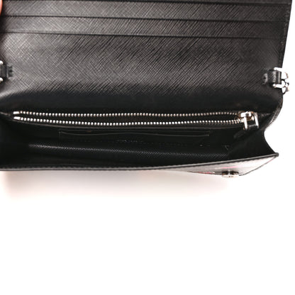 Prada Saffiano Surfing Print Chain Wallet Black Multicolor 5 of 9