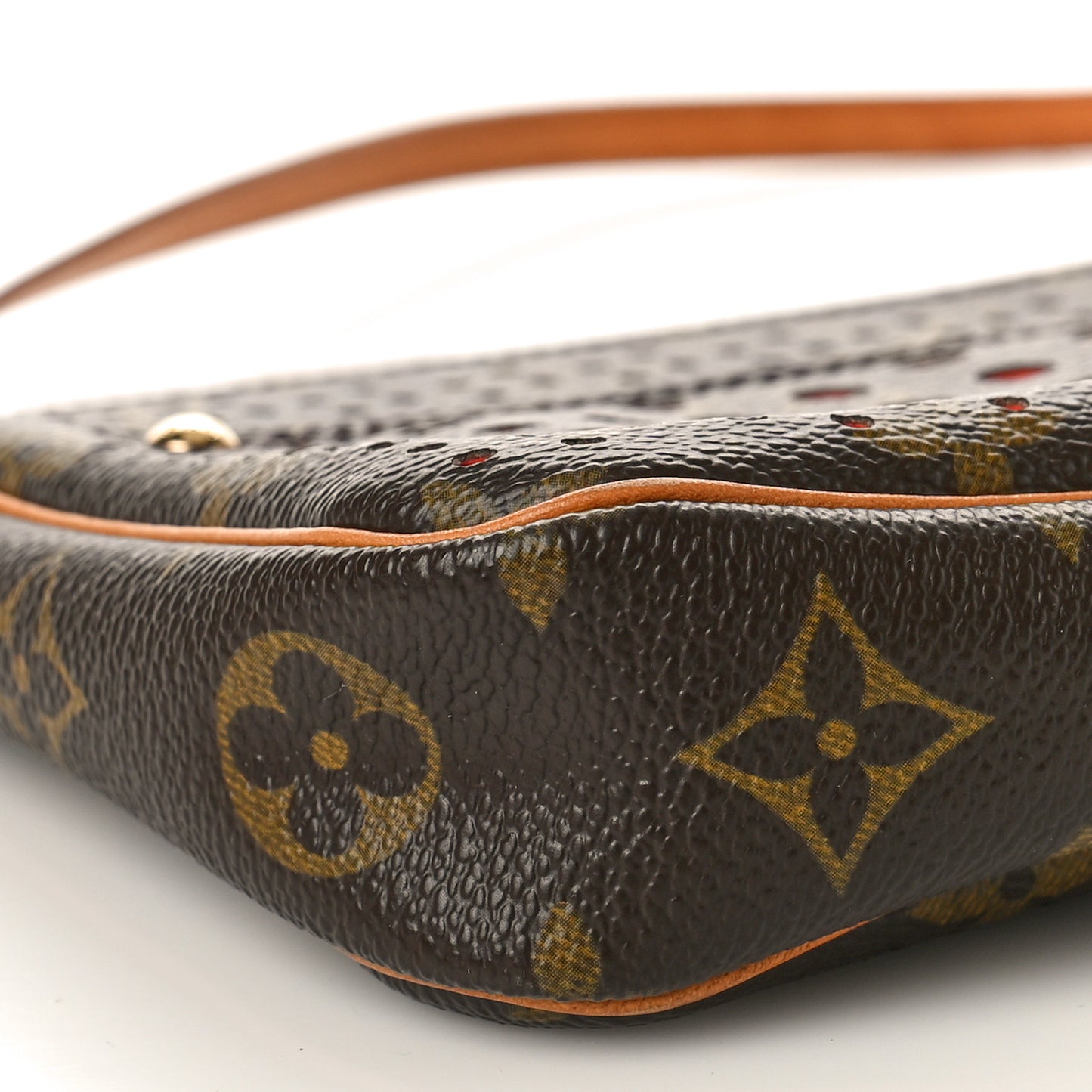Monogram Perforated Pochette Accessories Bag Orange