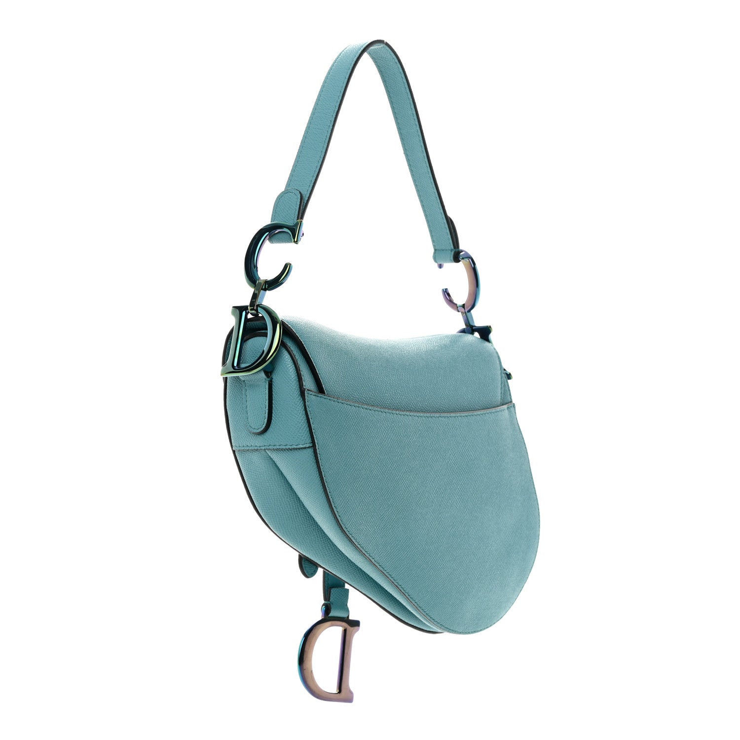 Christian Dior Grained Calfskin Saddle Bag Azure Blue 3 of 11