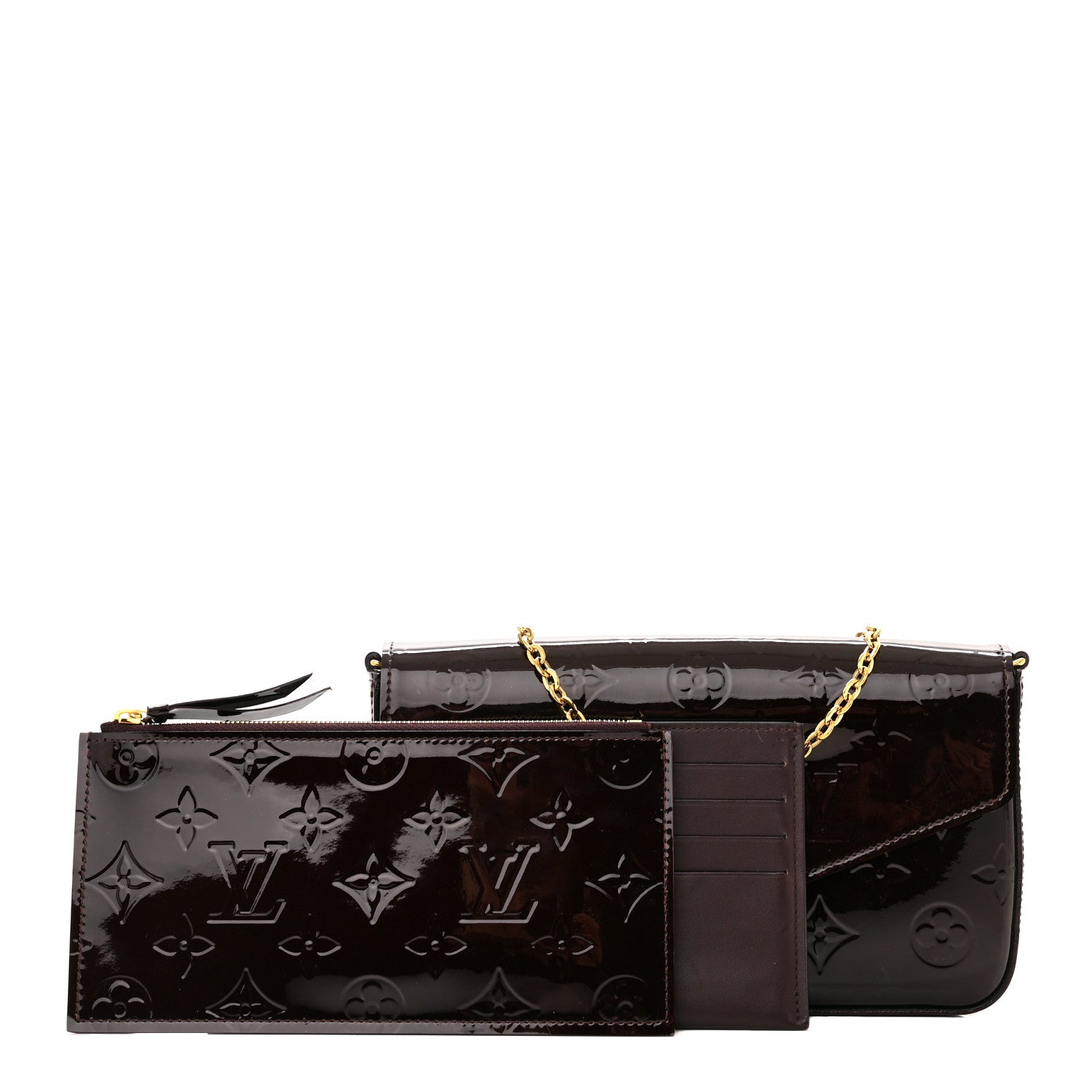 Louis Vuitton Vernis Pochette Felicie Chain Wallet Amarante 1 of 18