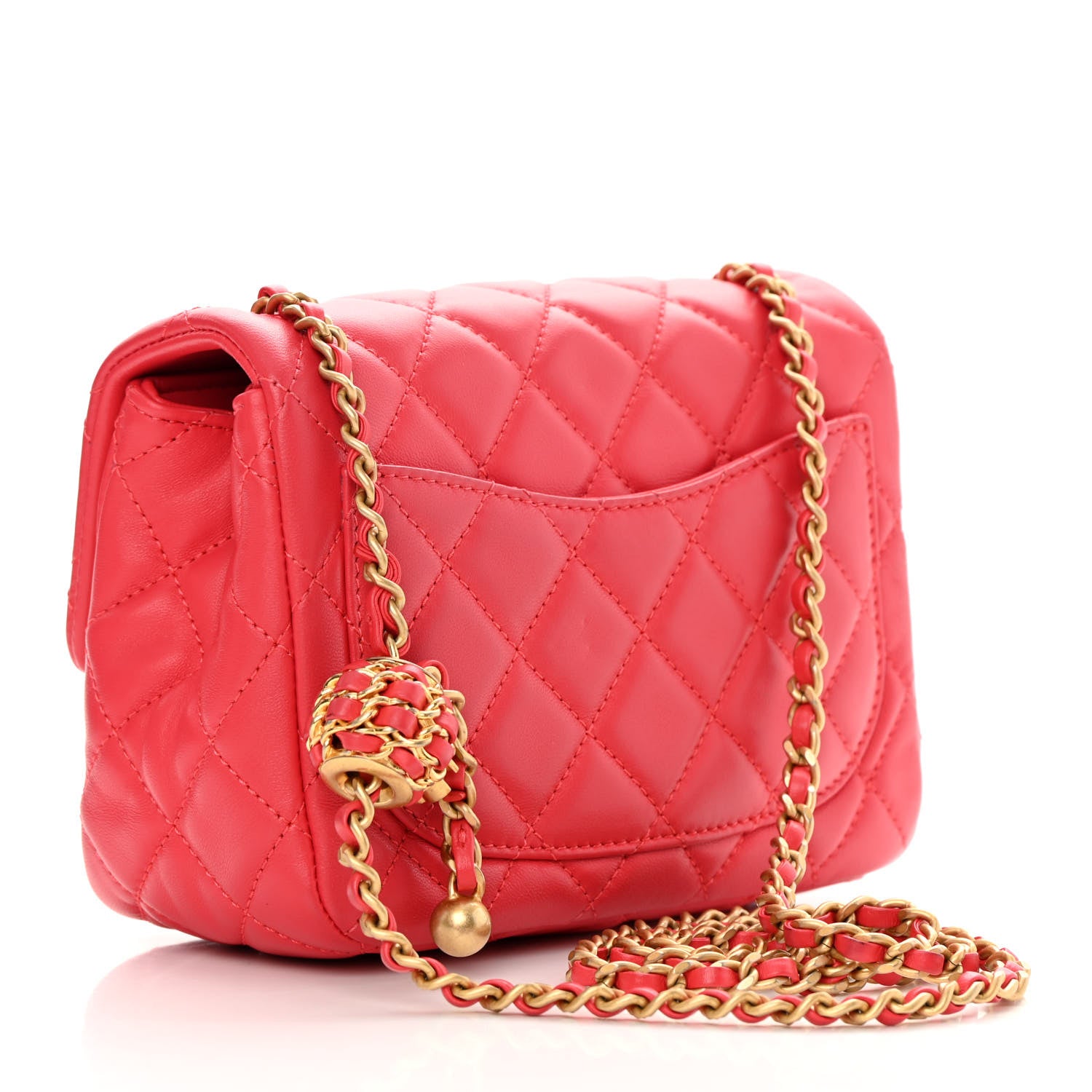 Chanel Lambskin Quilted Mini Pearl Crush Flap Red 3 of 12