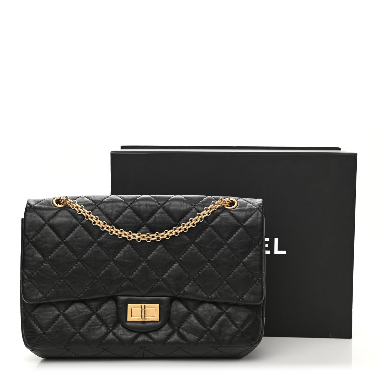 Aged Calfskin Quilted 2.55 Reissue 227 Flap Black