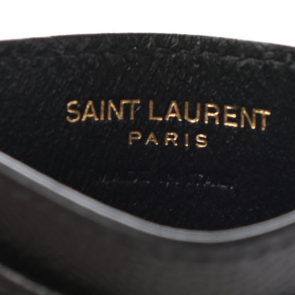 Saint Laurent Grain De Poudre Matelasse Chevron Monogram Credit Card Case Black 6 of 9