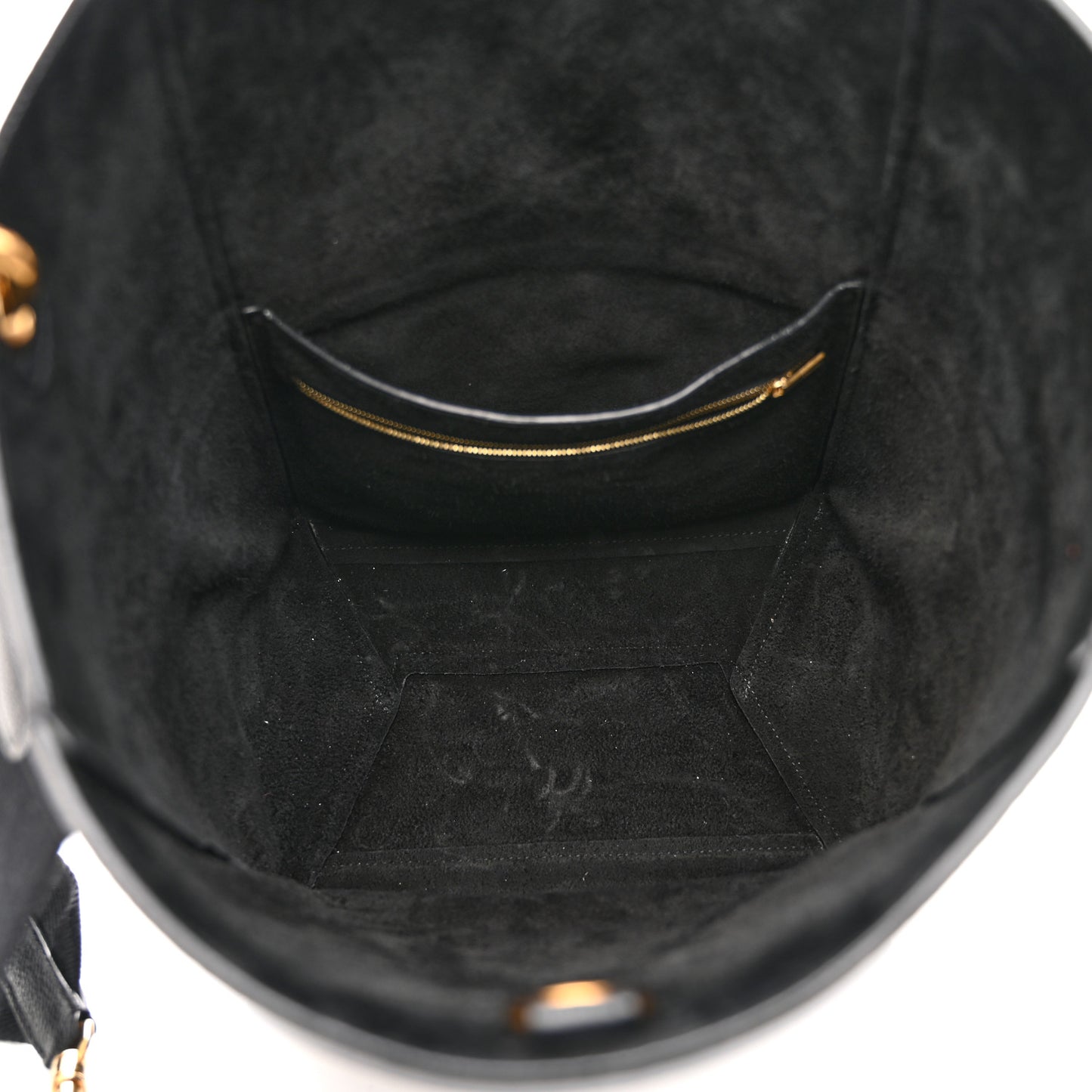 Soft Grained Calfskin Sangle Bucket Bag Black