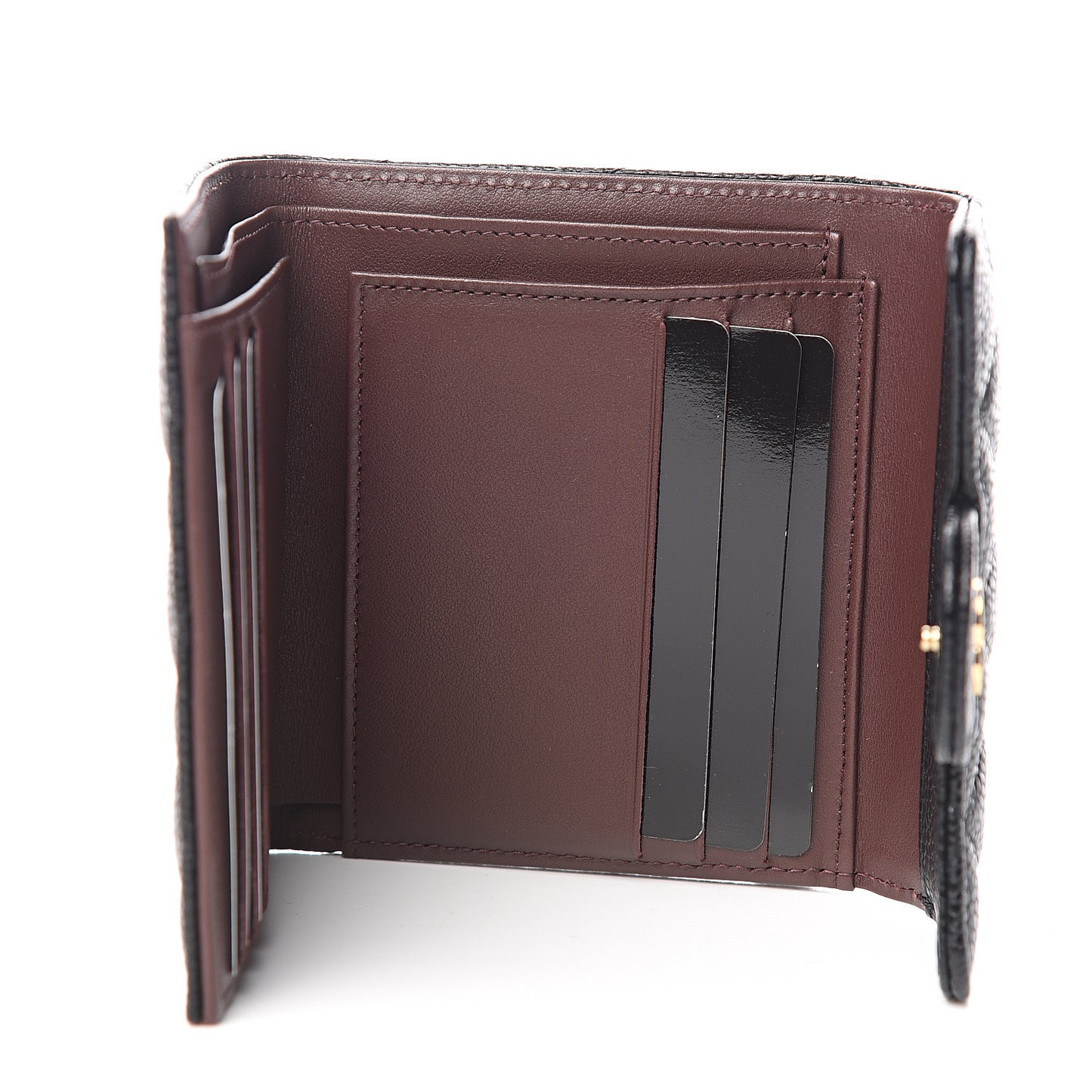 Caviar Quilted Compact Flap Wallet Black