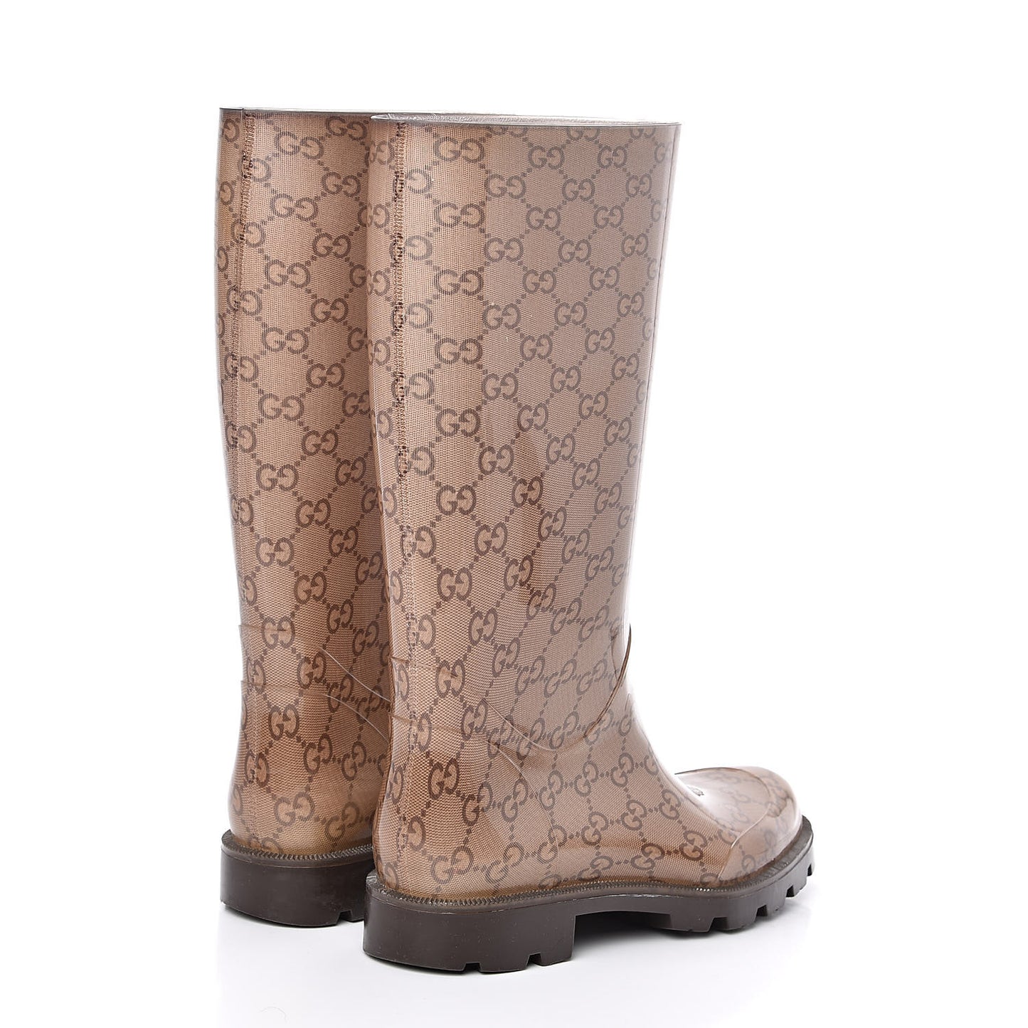 Rubber Monogram Edinburg Rain Boots 37 Transparent Cocoa