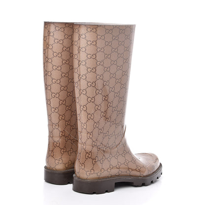 Gucci Rubber Monogram Edinburg Rain Boots 37 Transparent Cocoa 4 of 7