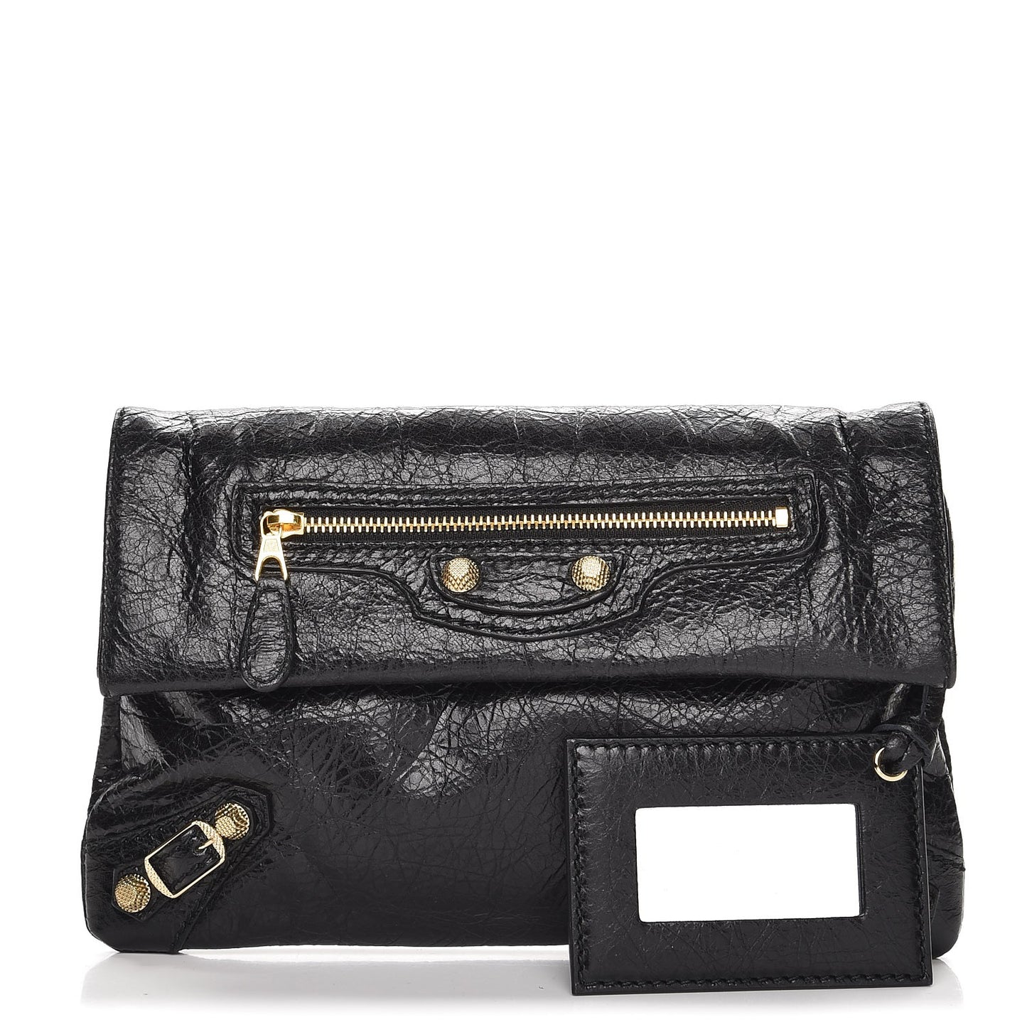 Agneau Giant 12 Gold Hardware Mini Envelope Strap Clutch Black
