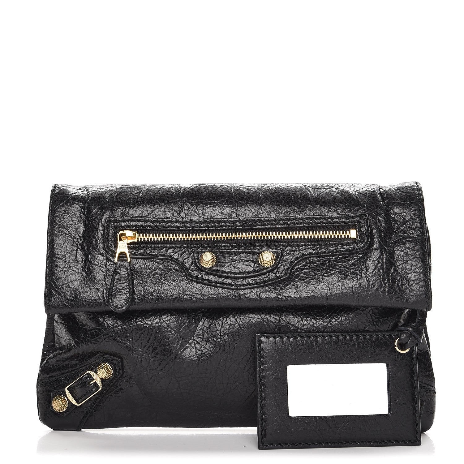 Balenciaga Agneau Giant 12 Gold Hardware Mini Envelope Strap Clutch Black 1 of 7