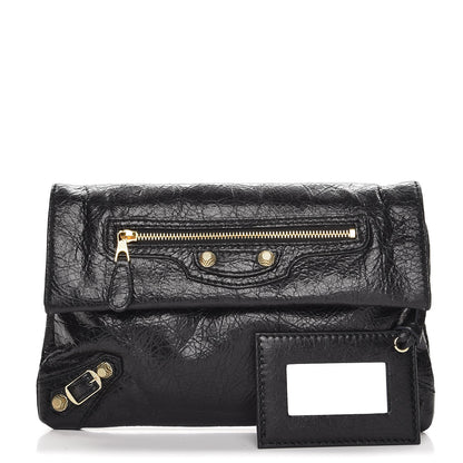 Balenciaga Agneau Giant 12 Gold Hardware Mini Envelope Strap Clutch Black 1 of 7