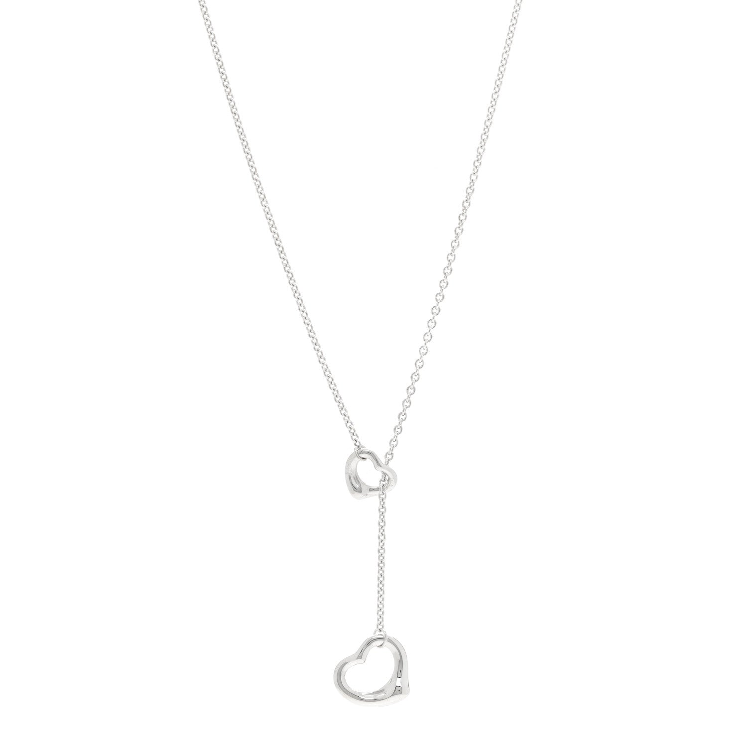 Tiffany Sterling Silver Elsa Peretti Open Heart Lariat Necklace 1 of 6