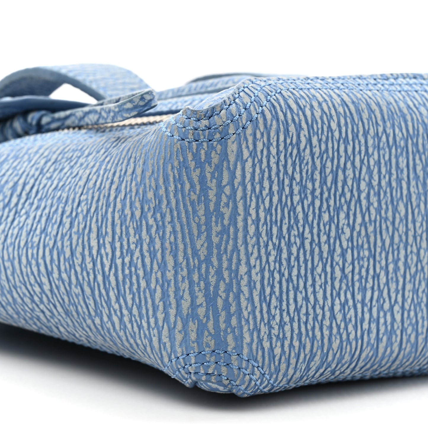 Textured Calfskin Mini Pashli Satchel Blue Ivory
