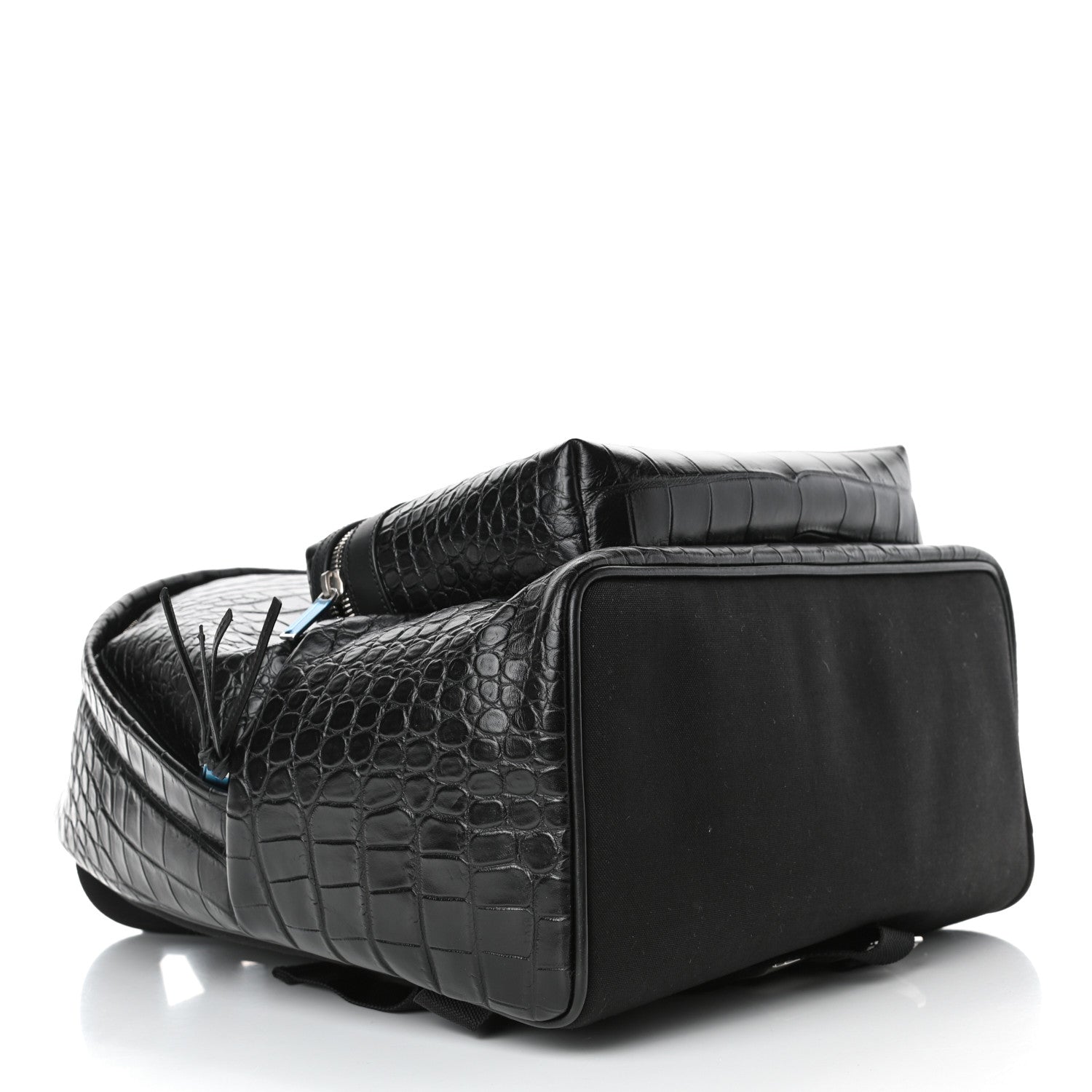 Saint Laurent Calfskin Crocodile Embossed City Backpack Black 3 of 4