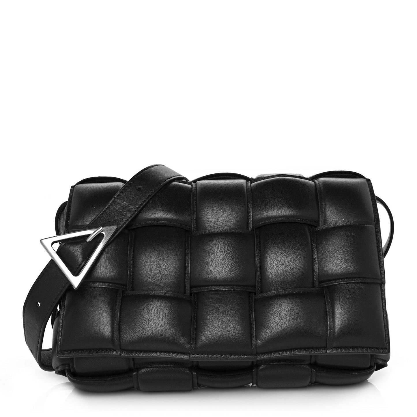 Nappa Maxi Intreccio Padded Cassette Crossbody Bag Black