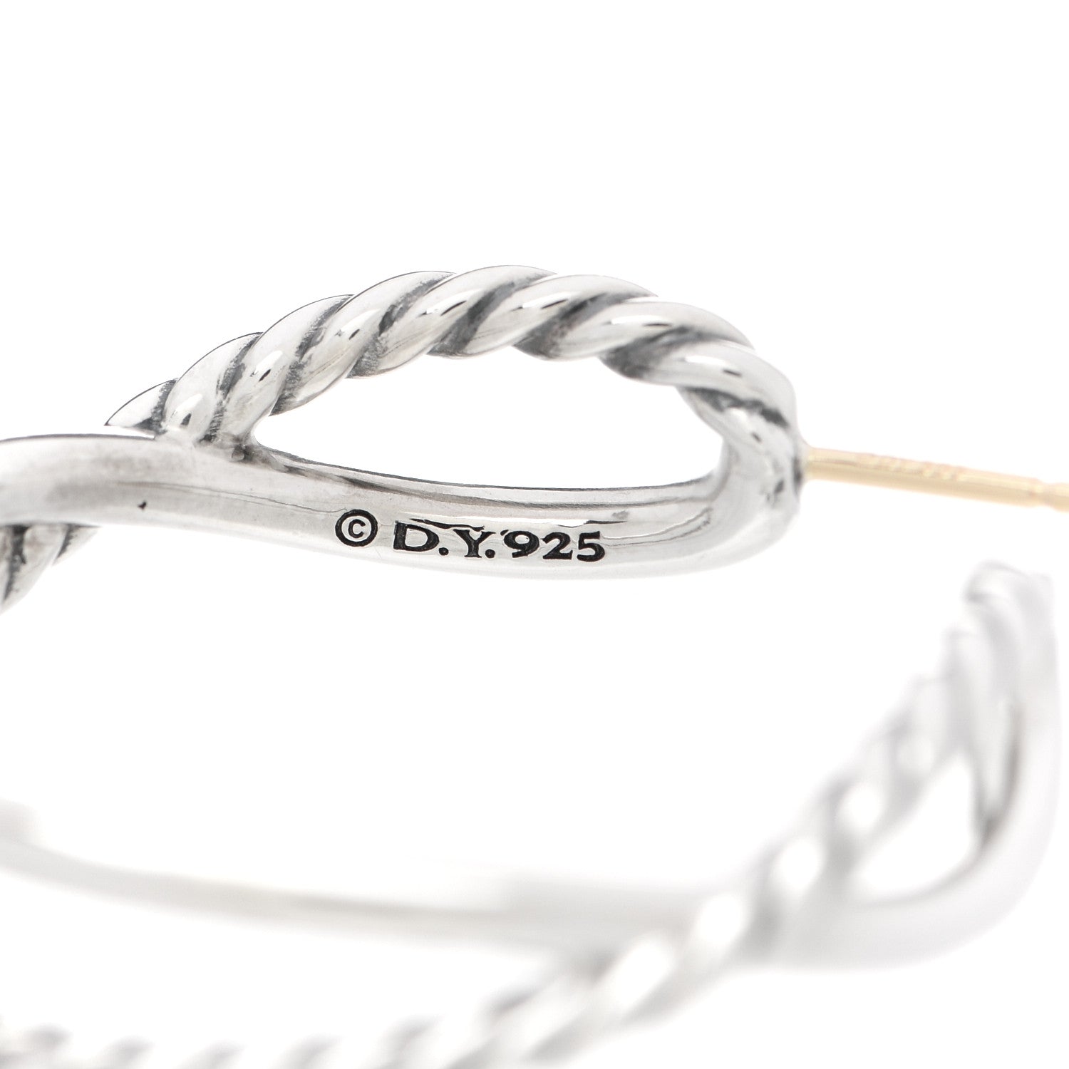 David Yurman Sterling Silver Crossover Cable Hoop Earrings 4 of 5
