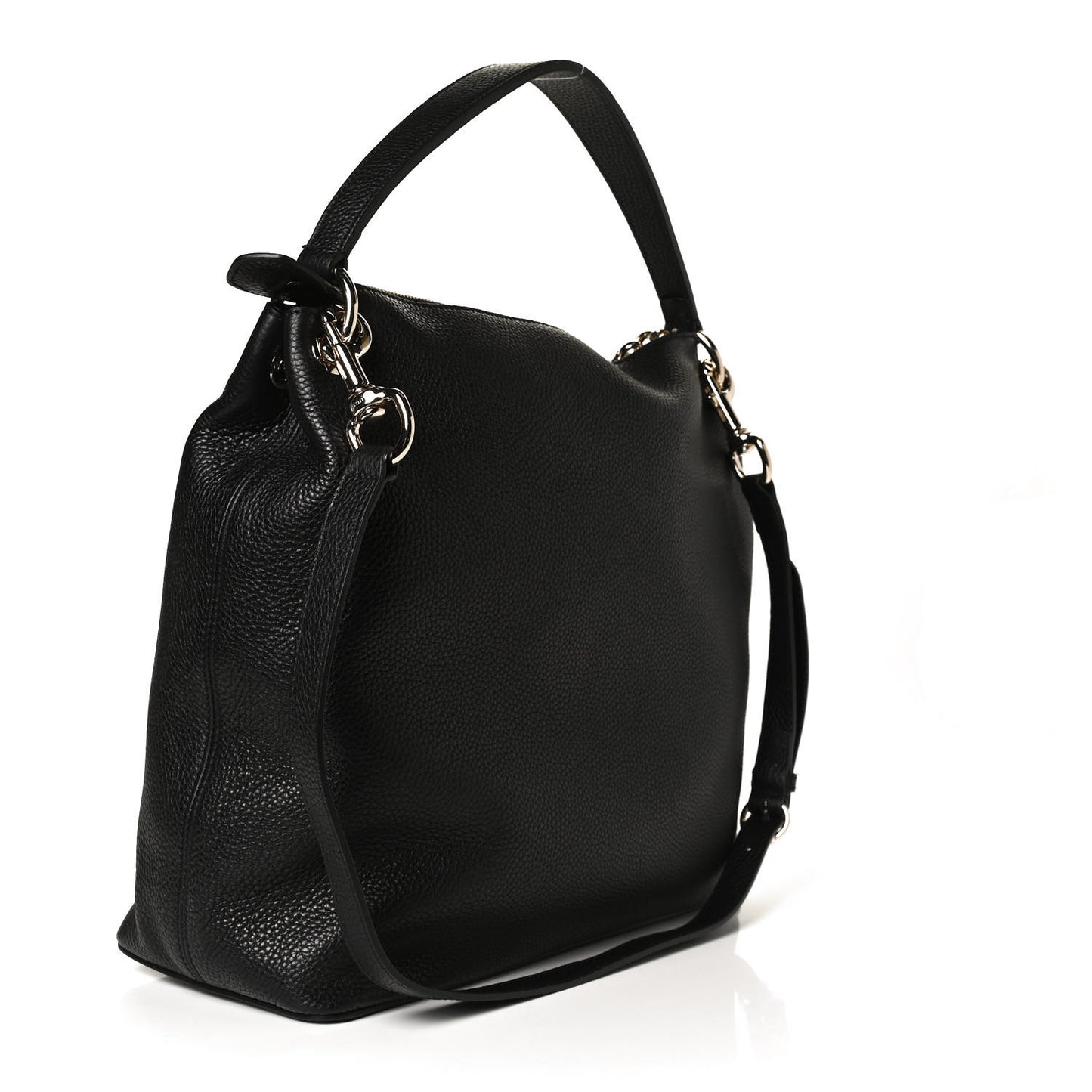 Pebbled Calfskin Large Soho Hobo Black